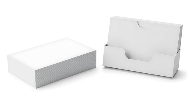 White business card box and stack of cards white box card holder