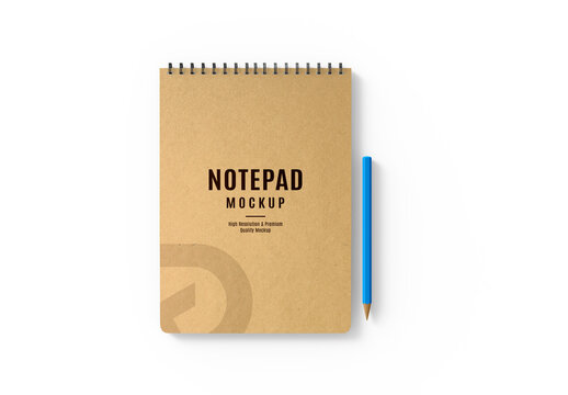 Spairal Notepad with pen Mockup