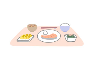健康的な和食の朝食イラスト素材