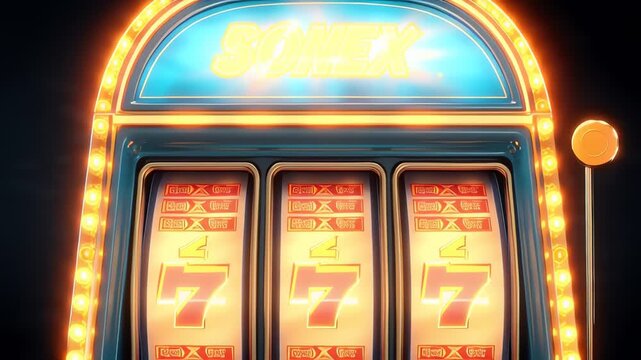 Slot Machine Jackpot Triple Seven Win Falling Golden Coins