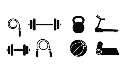 Comprehensive Fitness and Gym Equipment Icon Set