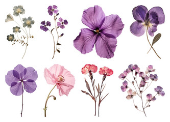 PNG Colorful pressed floral collection, transparent background