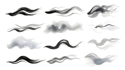 Obraz premium Collection of Abstract Watercolor Brush Strokes and Swirls.