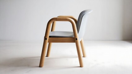 Fototapeta premium Modern wooden chair with grey back