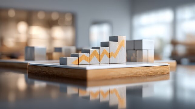 A set of five rectangular bricks of increasing height that form a staircase pattern.