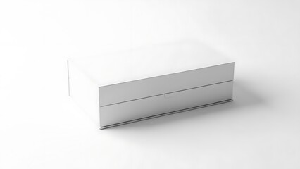 Fototapeta premium White rectangular box with two horizontal lines on front white box packaging product packaging