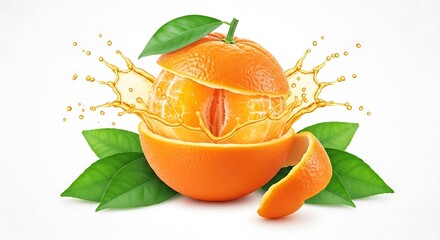 Fresh orange juice splash illustration