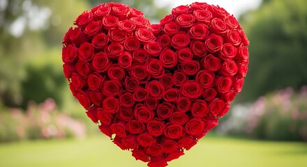 A heart shaped bouquet of red roses illustration