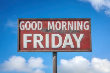 Obraz premium Good Morning Friday Sign in the Sky, Expressing Weekend Anticipation