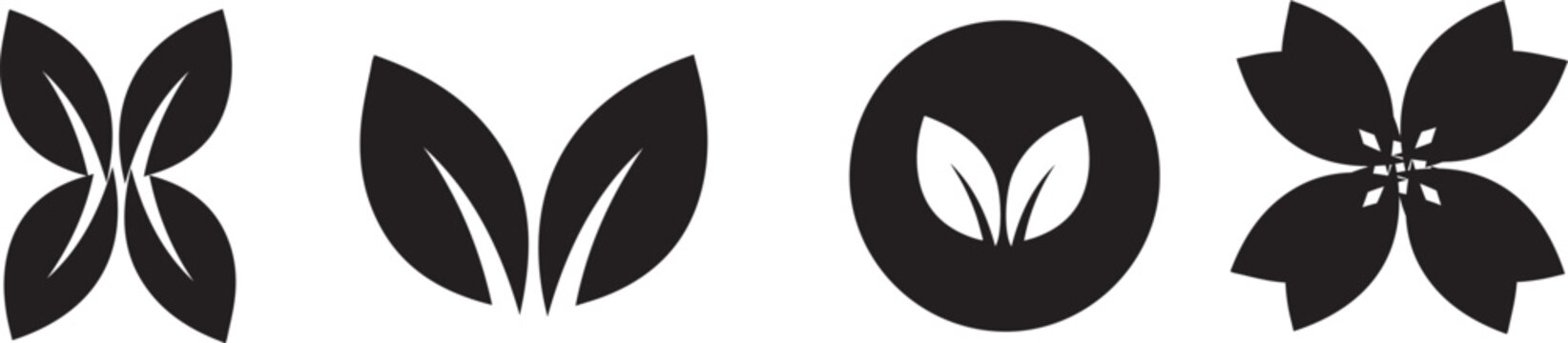 Silhouette patterns of various leaf shapes