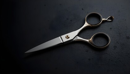 Professional Scissors Isolated on Black Background Minimal Studio Product Shot