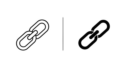 Obraz premium Connected chain link icons in outline and solid fill styles, symbolizing connection and unity