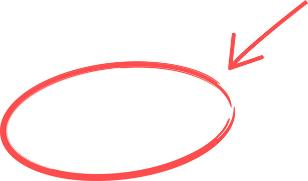 Hand Drawn Red Highlight Circle with Arrow Marker