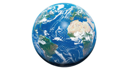 Realistic Earth globe PNG isolated on transparent background, planet with detailed continents and oceans for geography and science projects © Dan