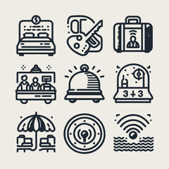 Icon set Hotel elements icon set vector