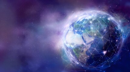 Naklejka premium Futuristic Earth Digital Network Innovation Serene Planetary Connection Creative Stock Illustration