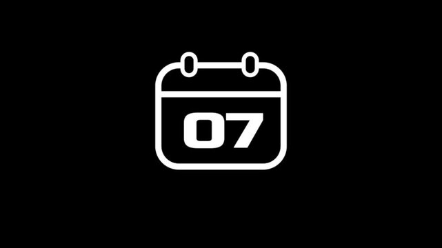Daily Calendar Date icon isolated animation , Daily date 07 day text animation.Game concept icon animation.