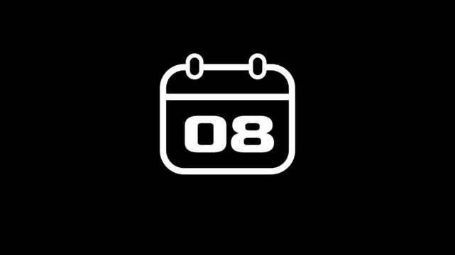 Daily Calendar Date icon isolated animation , Daily date 08 day text animation.Game concept icon animation.