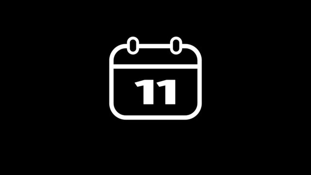 Daily Calendar Date icon isolated animation , Daily date 11 day text animation.Game concept icon animation.