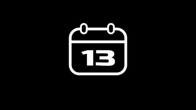 Daily Calendar Date icon isolated animation , Daily date 13 day text animation.Game concept icon animation.
