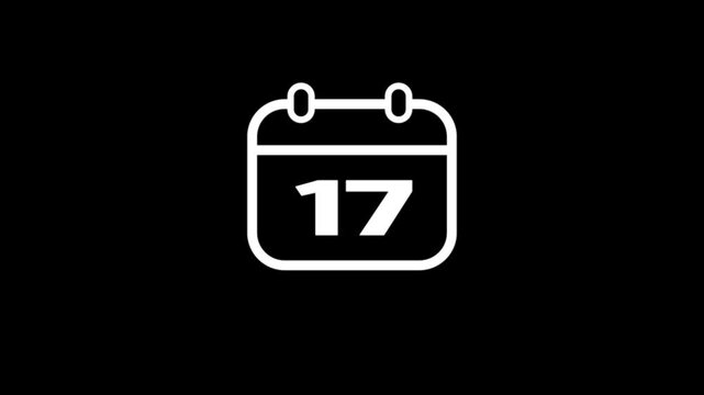 Daily Calendar Date icon isolated animation , Daily date 17 day text animation.Game concept icon animation.