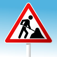 road works sign under contruction warning vector