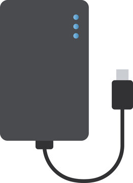 黒いモバイルバッテリーのフラットイラスト