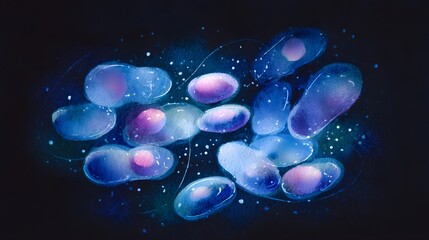 Fototapeta premium Vibrant microscopic life glows serenely a futuristic illustration of scientific discovery and abstract beauty