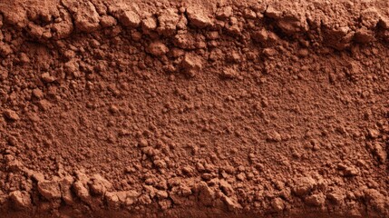 Fototapeta premium Close-up view of rich brown cocoa powder texture with crumbles.