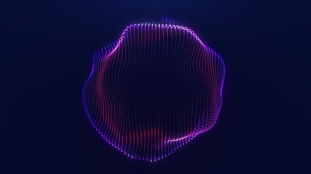 Futuristic purple gradient digital orb forming smooth glowing motion in deep space creating elegant abstract energy atmosphere. Minimal sphere with soft light depth and fluid dynamic movement loop.