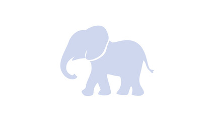 A simple, pale blue silhouette of a walking elephant against a white background, minimal design