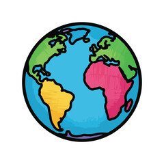 A colorful cartoon illustration of the Earth