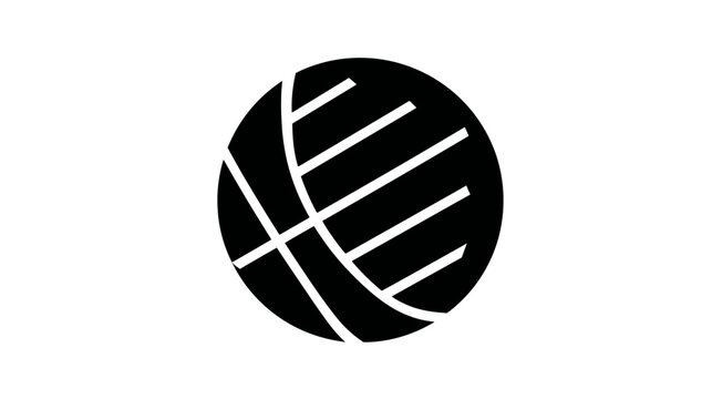 Black and white circular graphic. Curved lines and straight lines create patterns within the circle