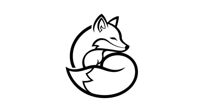 Stylized fox silhouette on white background