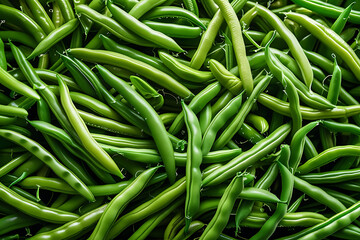 Full frame close-up view of vibrant green beans ready for healthy eating