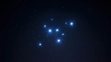 pleiades. Pleiades star cluster shining in winter night sky near Orion, astronomical photography. STEM education sheets, lab safety posters, designed for STEM education and laboratory safety posters.