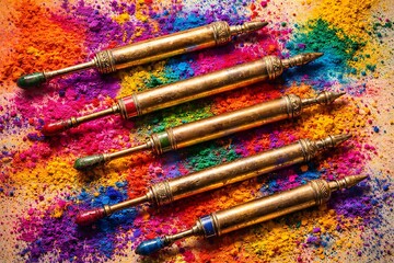 Fototapeta premium A Burst of Joy: Holi & Rangpanchami dhulivandan Celebration of Colors