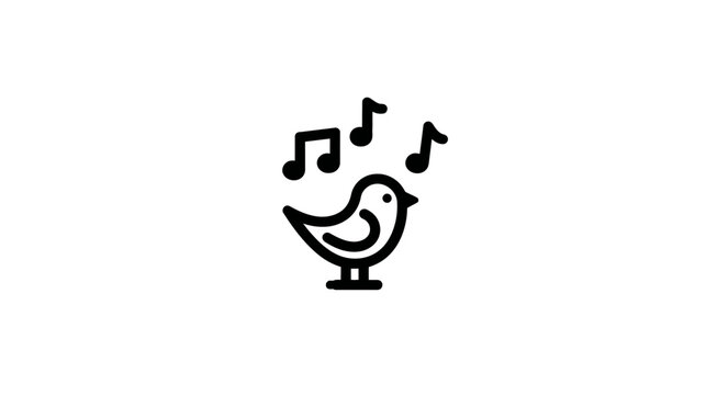 Black outline image of a bird with music notes floating above its head, against a white background