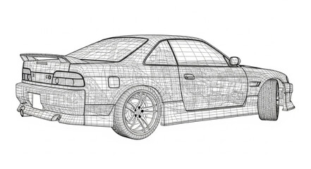 Detailed Sketch of a Sports Car. © Ena