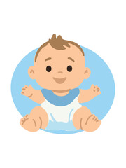 joyful little baby laughing on clean white space