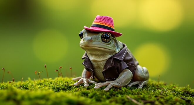 緑の帽子と蛙の午後