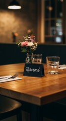 落ち着いたレストランのテーブル席 予約済