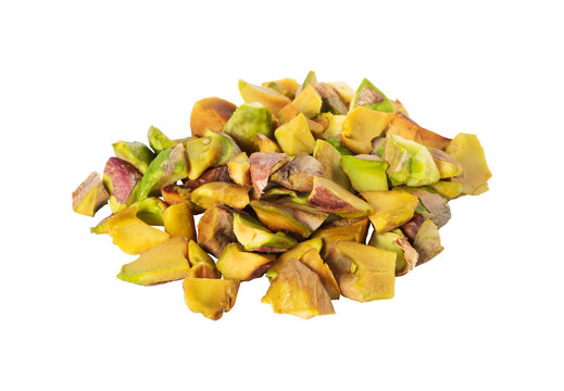 pile of chopped pistachio nut isolated