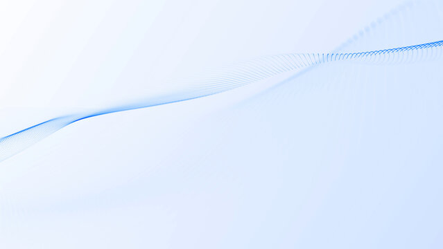 Abstract blue digital waveform flowing on bright white background. Smooth energy wave with minimal lines and depth, modern technology style, clean light composition and dynamic motion feel.