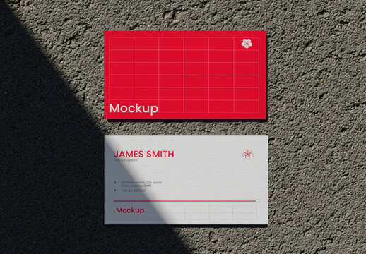 Corporate Business Card Mockup with Shadow