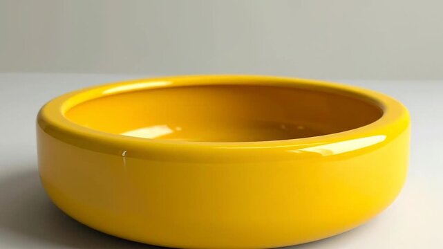 A vibrant yellow ceramic bowl, perfect for modern home decor and design, set against a neutral background.