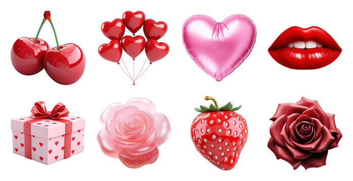 PNG Romantic icons for love themes on transparent background