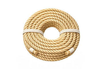 Obraz premium Coiled nautical rope with soft glow on neutral background