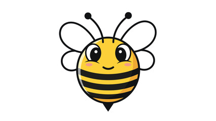 Adorable round cartoon bee character with big eyes and a friendly smile for children and nature projects.