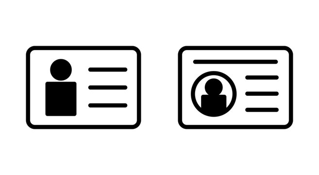 License icon symbol for apps and websites. ID card icon. driver license, staff identification card